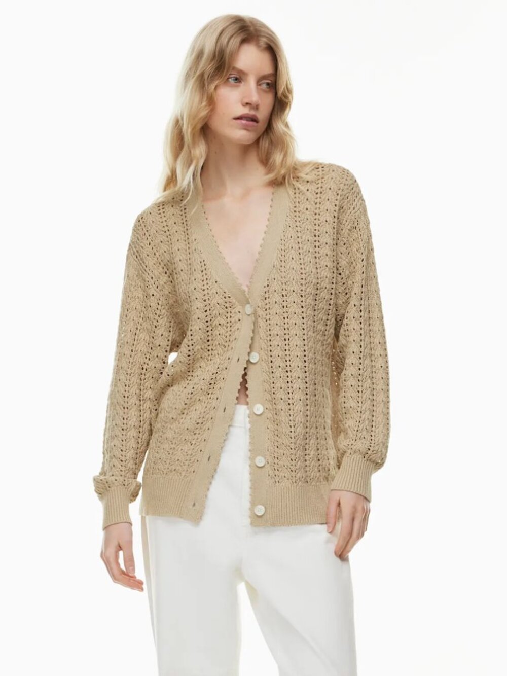 100% cotton Wilfred Reverence Cardigan - Humus Beige, Size 2XS